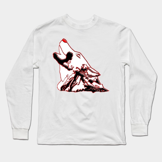 wolf howling at the moon Long Sleeve T-Shirt by 4rpixs